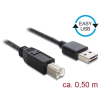 DELOCK EASY-USB 2.0 Type-A male > USB 2.0 Type-B male 0,5m cable Black