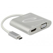 DELOCK Elosztó USB Type-C csatlakozóval (DP alternatív mód) &gt; 1 db HDMI + 1 db VGA csatlakozó kábel és adapter