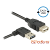 DELOCK Extension cable EASY-USB 2.0 Type-A male angled left / right > USB 2.0 Type-A female 0,5m Black (85177)