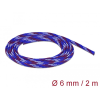 DELOCK Fonott kábelharisnya nyújtható 2 m x 6 mm kék-piros-fehér