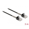 DELOCK Görbítés védelemmel ellátott kábel RJ45 apa - RJ45 apa Cat.6A, 3 m hosszú, fekete