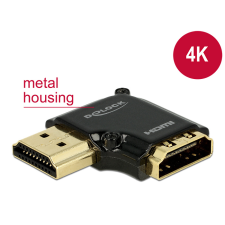 DELOCK Gyors-sebességű HDMI Ethernettel - HDMI-A anya - HDMI-A apa 4K 90° balra Adapter - Fekete kábel és adapter