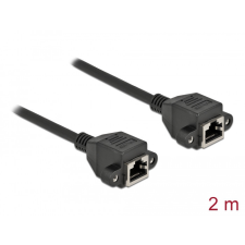 DELOCK Hálózat bővítő kábel S/FTP RJ45 anya - RJ45 anya Cat.6A, 2 m hosszú, fekete kábel és adapter