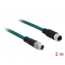 DELOCK Hálózati kábel M12 8 tűs X-kódú apa - anya TPU 2 m hosszú kábel és adapter