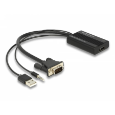 DELOCK HDMI VGA/D-Sub + Jack Átalakító Fekete 25cm 64172 kábel és adapter