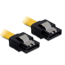 DELOCK Kábel - 82473 (SATA II, egyenes/egyenes csatl.(fémlappal), Max.: 3Gb/s, sárga, 0,3m) kábel és adapter