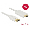 DELOCK Kábel Displayport 1.2 dugó > High Speed HDMI-A dugó passzív 4K 2 m fehér