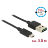 DELOCK Kábel, EASY-USB 2.0-s A-típusú csatlakozódugó > EASY-USB 2.0-s Micro-B típusú csatlakozódugó,