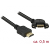 DELOCK Kábel HDMI-A dugó > HDMI-A hüvely, panelrögzítés, 110 fokban ívelt, 4K 30 Hz 0,5 m