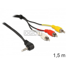 DELOCK kábel sztereo jack 3.5 mm 4 pin apa, forgatott &amp;gt; 3 x RCA apa, 1,5 m audió/videó kellék, kábel és adapter