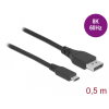 DELOCK Kétirányú USB Type-C - DisplayPort kábel (DP Alt Mode) 8K 60 Hz 0,5 m DP 8K ellenőrzött