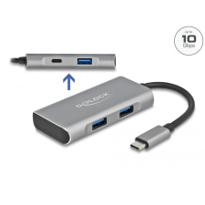 DELOCK külső USB 10 Gbps USB Type-C hub 3 A-típusú és 1 USB Type-C csatlakozó felülettel (63261) (delock63261) hub és switch