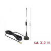DELOCK LTE antenna SMA-dugó 2 dBi irányítatlan, rögzített, csatlakozókábellel RG-174 2,5 m, kültéri