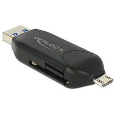 DELOCK microUSB OTG + USB3.0 A male Card Reader Black bankkártya olvasó