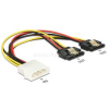 DELOCK Molex-tápkábel 4 tus csatlakozódugóval > 2 x 15 tus SATA-csatlakozóhüvely, fém, 20 cm (DL85237)