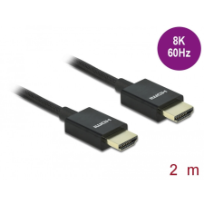 DELOCK Nagysebességű HDMI -kábel koax 48 Gbps 8K 60 Hz, fekete 2 m kábel és adapter