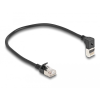 DELOCK RJ45 CAT6A S/FTP -> RJ45 CAT6A S/FTP M/M adatkábel 0.25m fekete slim, 90° fel/egyenes (80285)