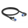 DELOCK RJ45 hálózati kábel Cat.6A S/FTP egyenes / jobbra hajló 0,5 m fekete (80221) (80221)