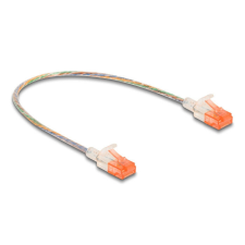 DELOCK RJ45 hálózati kábel Cat.6A U/UTP vékony 0,3 m áttetsző kábel és adapter