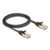  Delock RJ45 lapos hálózati kábel fonott borítással Cat.6A S/FTP apa - apa 1 m fekete