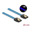 DELOCK sata 6 gb/s cable uv glow effect 20cm blue 82121