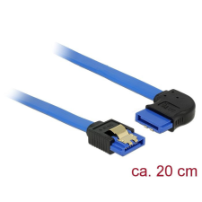  DeLock SATA 6 Gb/s receptacle straight &gt; SATA receptacle right angled 20 cm blue with gold clips Cable kábel és adapter