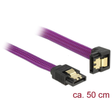 DELOCK SATA cable 6 Gb/s 50 cm down / straight metal purple Premium kábel és adapter