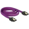DELOCK SATA kábel 6 Gb/s 100 cm egyenes / egyenes fém lila Prémium (DL83692)