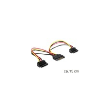 DELOCK SATA (M) - 2 x SATA (F) 90 fokos tápátalakító kábel (15 cm) kábel és adapter