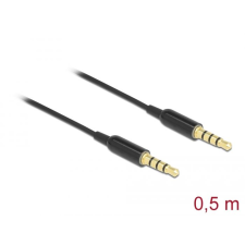 DELOCK sztereo jack kábel 3,5 mm 4 pin apa- apa ultra slim 0,5m, fekete (66075) (DE66075) kábel és adapter
