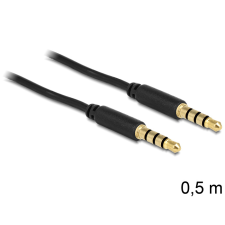 DELOCK sztereó kábel 3.5 mm 4 pin csatlakozó > csatlakozó, 0,5 m kábel és adapter