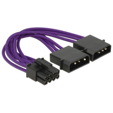DELOCK tápkábel PCI Express 8 tűs apa &gt; 2 x 4 tűs apa textil árnyékolás lila kábel és adapter