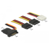 DELOCK Tápkábel SATA 15 tus apa > 3 x SATA anya + 1 x Molex 4 tus anya 20 cm (PCB)