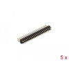 DELOCK Tűfejléc 20 tűs, 2,54 mm-es osztással, 2 soros, egyenes, 5 db.