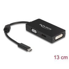 DELOCK Type-C -> VGA / HDMI / DVI adapter fekete (63925) (delock63925) kábel és adapter