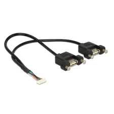 DELOCK USB 2.0 1,25 mm, 8 tűs - 2 x USB 2.0 A panelrögzítéssel 25 cm kábel és adapter