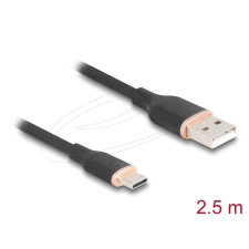 DELOCK USB 2.0 kábel USB-A to USB-C 2,5m Black kábel és adapter