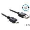 DELOCK USB 2.0 mini kábel (Easy-USB, Type-A dugó / 5-pin mini dugó) 5 m