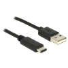 DELOCK USB 2.0-s kábel A-típusú csatlakozódugóval > USB C típus 2.0 csatlakozódugóval, 0,5 m, fekete