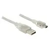 DELOCK usb 2.0-s kábel a-típusú csatlakozódugóval usb 2.0 mini-b csatlakozódugóval, 0,5 m áttetsző 83904