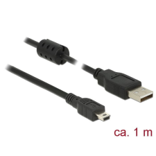 DELOCK USB 2.0 Type-A male > USB 2.0 Mini-B male 1m cable Black kábel és adapter