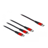 DELOCK USB 2.0 Type-C - Apple Lightning/Micro USB-B/USB-C kábel 1m - Fekete/Piros