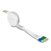 DELOCK USB 3 az 1-ben visszahúzható töltőkábel A-típusú USB - Micro USB / 2 x USB Type-C  gyorstöltővel, fehér (85358) (85358)