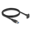 DELOCK USB 5 Gbps kábel A-típusú USB apa egyenes Mikro-B-típusú USB apa 90 -ban lefelé fordított 18 mm-es csavar távolsággal 1 m, fekete