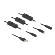DELOCK USB-A apa 3 db. DC 5,5 x 2,1 mm anya csatlakozójú 1 m fekete (86798) kábel és adapter