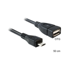 DELOCK USB Kabel A -> Micro-B OTG Bu/St 0.50m sw (83183) kábel és adapter