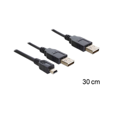 DELOCK USB Y-Kabel 2x A -> mini B St/St 0.30m (83178) kábel és adapter