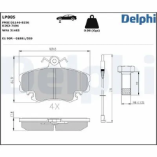 DELPHI fékbetétkészlet, rögzítőfék LP885 autóalkatrész