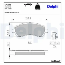 DELPHI fékbetétkészlet, tárcsafék LP1545 fékbetét