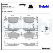 DELPHI fékbetétkészlet, tárcsafék LP1553 fékbetét